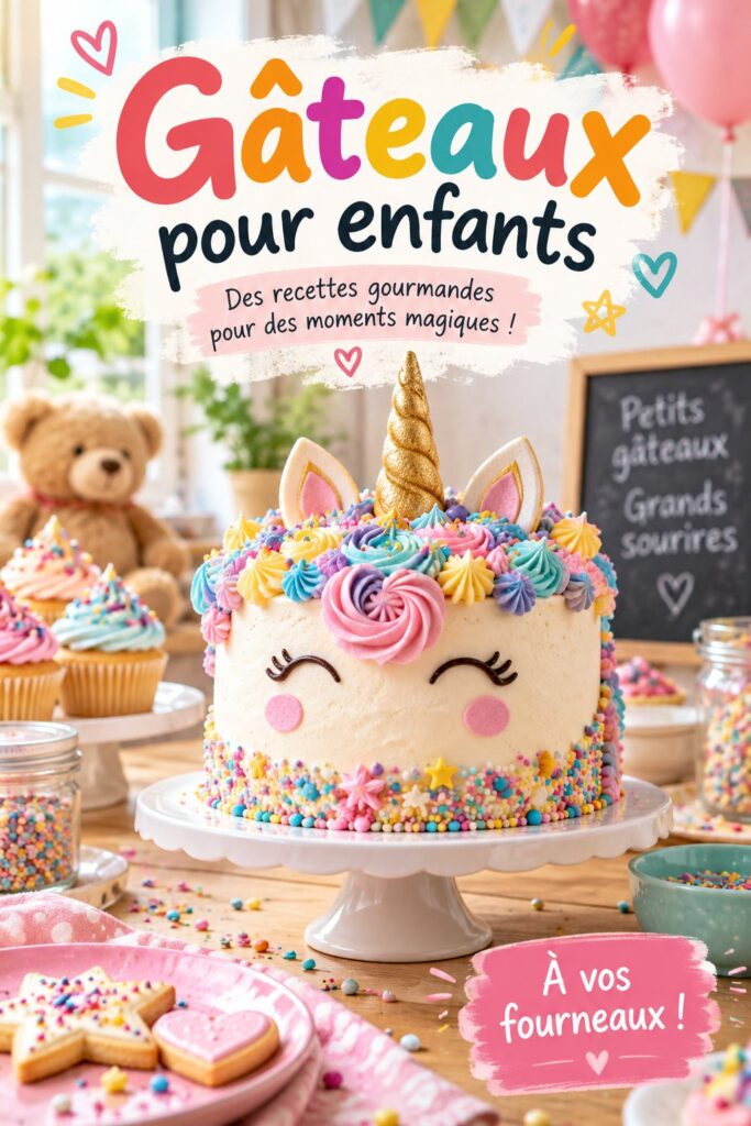 Gâteau coloré décoré pour une fête d'anniversaire d'enfants
