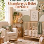 Chambre de bébé décorée avec des couleurs douces et des accessoires tendance.