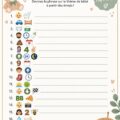 Jeu emoji sur une table de baby shower, prêt à être joué.