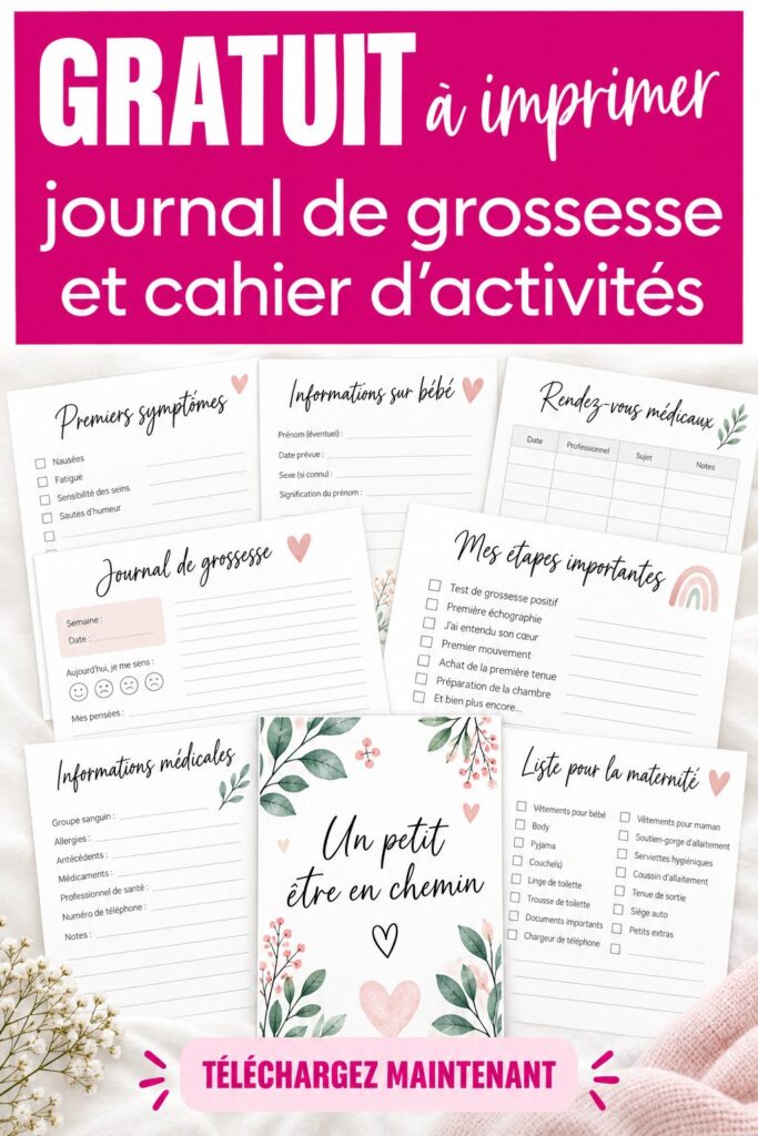 Journal de grossesse imprimable avec des pages colorées