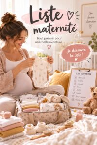 Image d'une agréable liste maternité avec des articles indispensables pour les futurs parents.