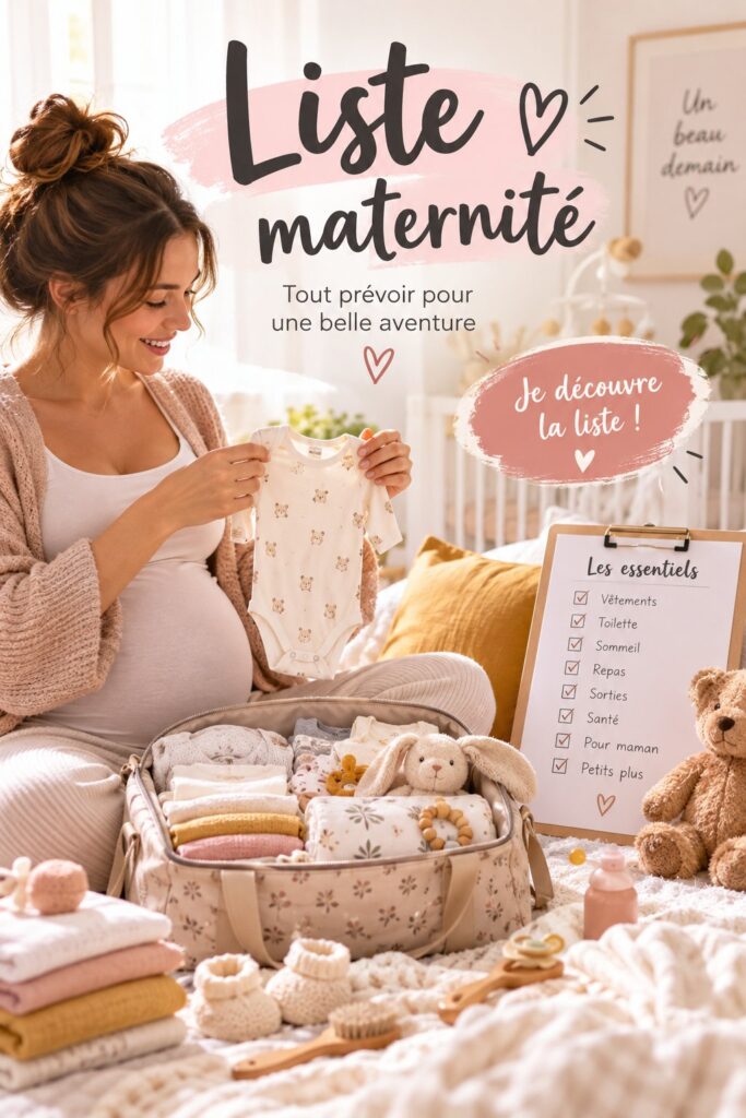 Image d'une agréable liste maternité avec des articles indispensables pour les futurs parents.