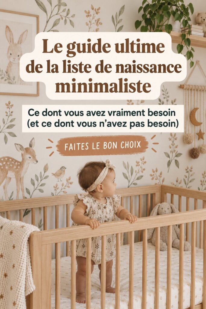 Liste de naissance minimaliste avec quelques articles essentiels pour accueillir un nouveau-né.