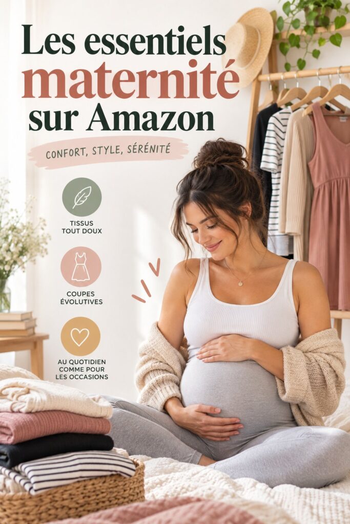 Vêtements de maternité colorés et stylés trouvés sur Amazon, idéaux pour les futures mamans.