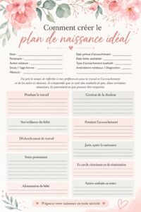 Modèle de plan de naissance personnalisé à remplir.