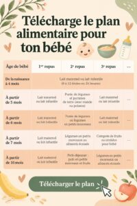 Plan nutritionnel pour nourrissons, mettant en avant des repas sains et équilibrés