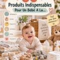 Liste de 60 produits indispensables pour un bébé heureux, incluant des éléments essentiels pour les nouveaux parents.