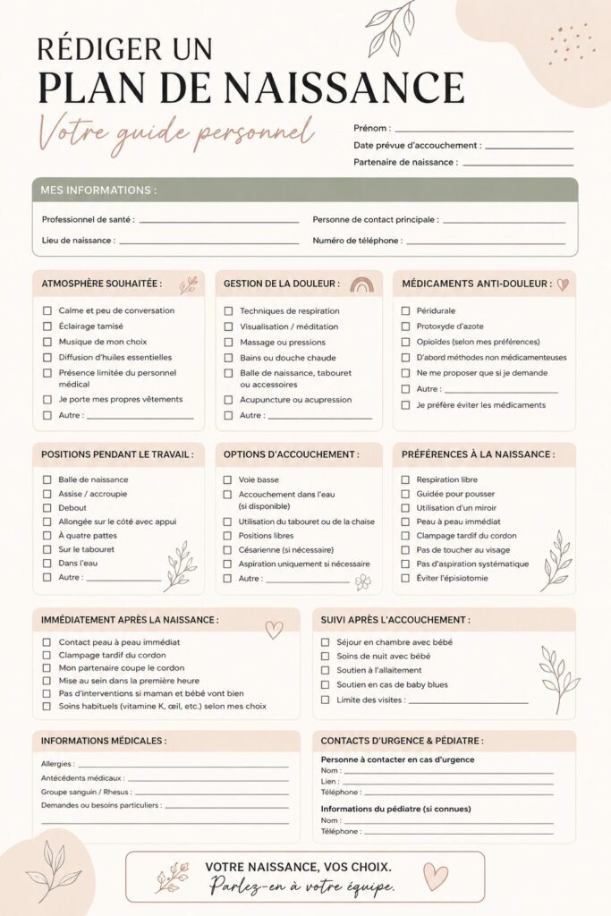 Femme enceinte rédigeant son plan de naissance dans un environnement calme.