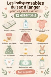 Un sac à couches bien organisé avec des essentiels pour les nouvelles mamans.