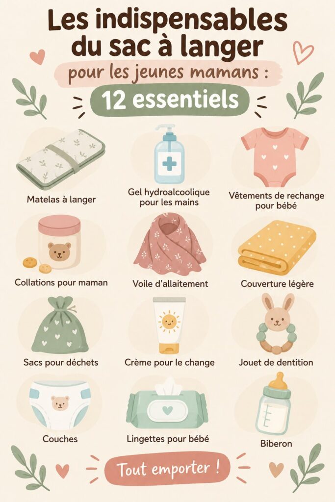 Un sac à couches bien organisé avec des essentiels pour les nouvelles mamans.