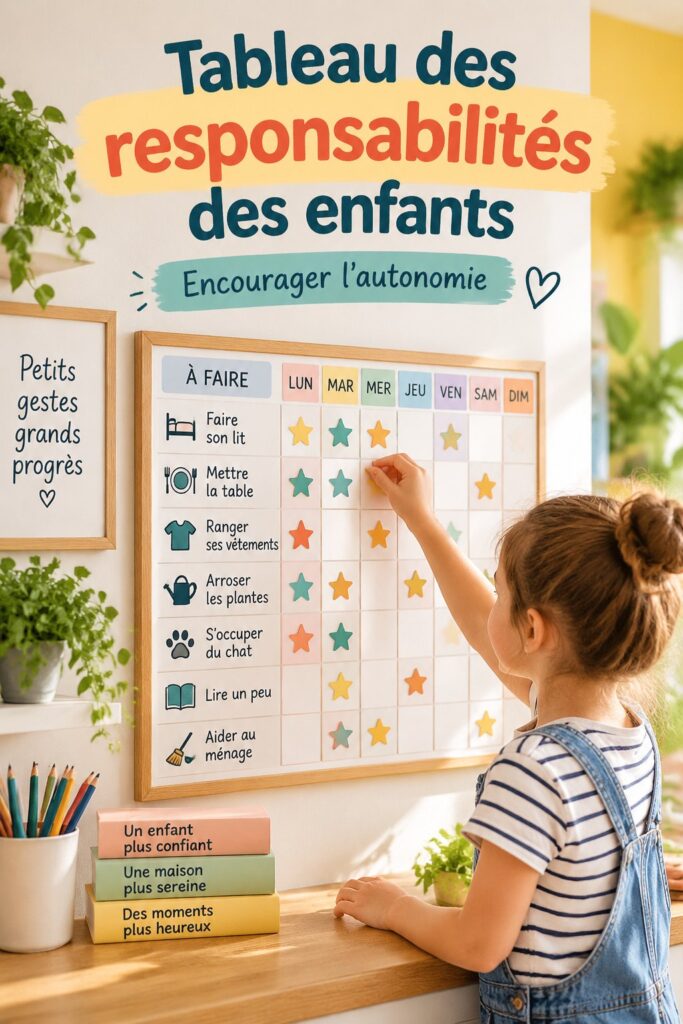 Tableau des responsabilités coloré et attractif pour enfants