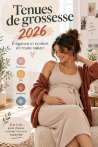 Photo d'une femme enceinte portant une tenue de maternité élégante et confortable pour 2026.