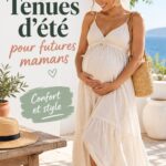 Tenues d'été confortables pour femmes enceintes en extérieur, montrant une future maman stylée.