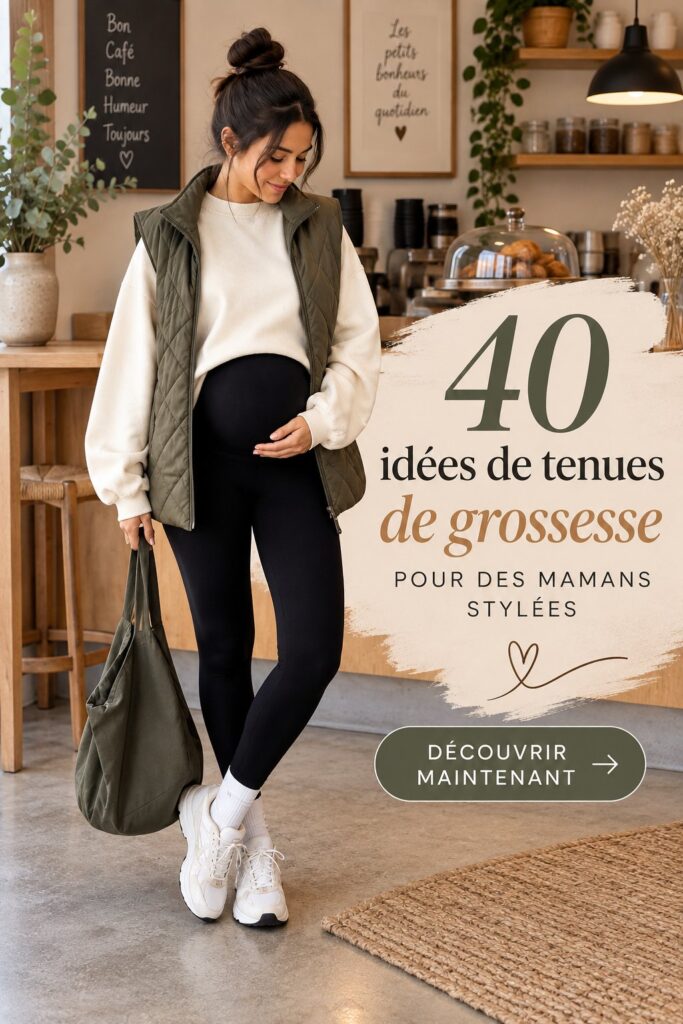 Une maman stylée portant une robe de maternité élégante et confortable