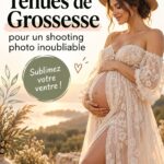 Une future maman souriante en tenue de maternité lors d'une séance photo, mettant en valeur son baby bump.