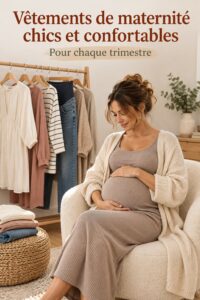 Femme enceinte portant une tenue de maternité chic et confortable