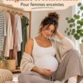 Femme enceinte portant une robe élégante à la mode, mettant en valeur son style et son ventre rond.