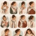 Une femme portant une écharpe plaid nouée de manière élégante