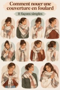 Une femme portant une écharpe plaid nouée de manière élégante
