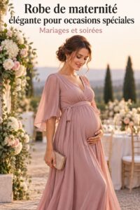 Robe de grossesse élégante en dentelle portée par une femme enceinte