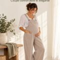 Salopette en lin élégante pour femmes enceintes en plein air