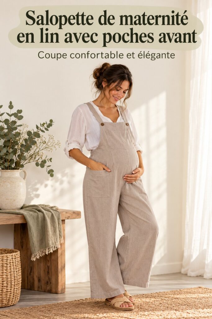 Salopette en lin élégante pour femmes enceintes en plein air