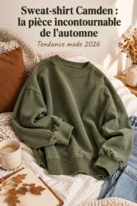 Une femme portant le sweat-shirt Camden en automne dans un parc, respirant le confort et le style.