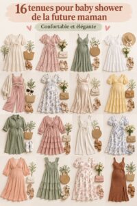 Mode future maman pour un baby shower avec une élégante robe