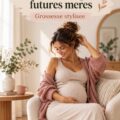 Femme enceinte portant une robe chic et confortable en extérieur.
