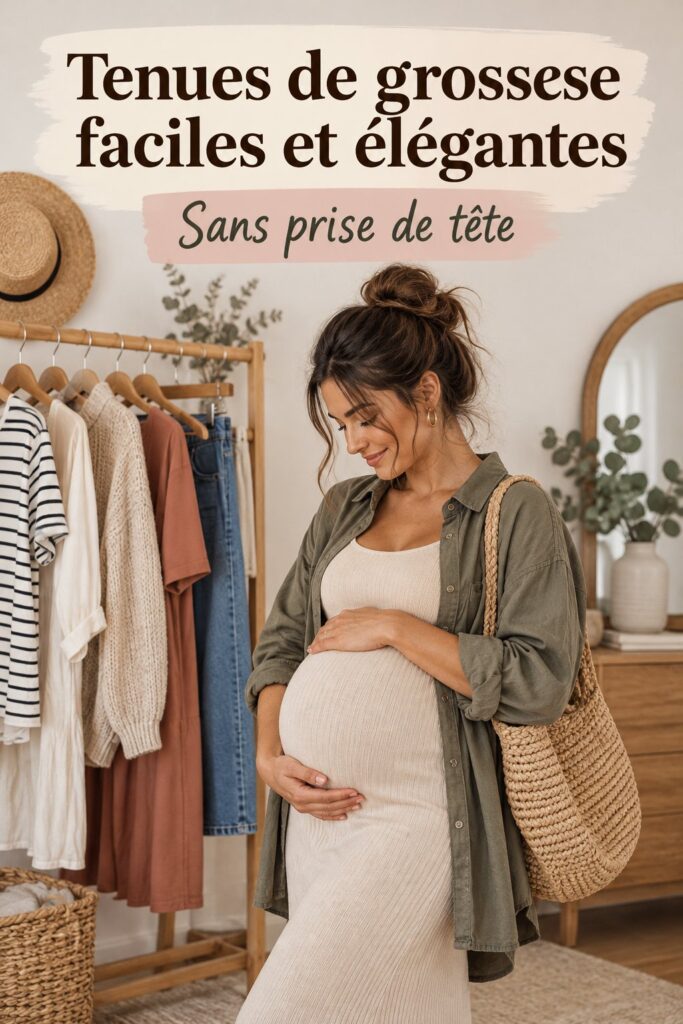 Femme enceinte portant une robe de maternité élégante et confortable